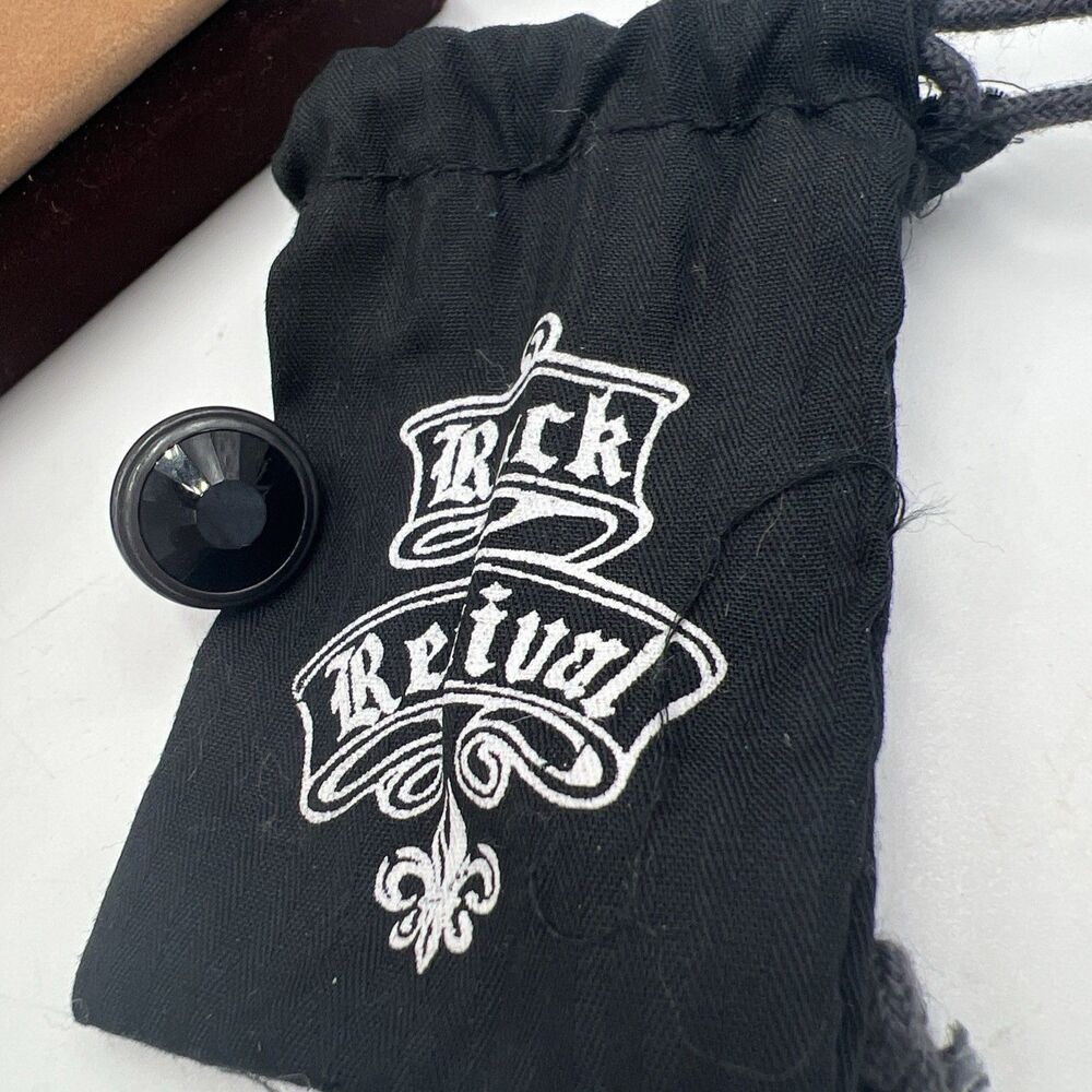 Rock Revival Replacement Button Black Crystal with Black Metal Trim